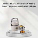 Bento Travel Lunch box with 3 Steel containers & Lifter - H154a