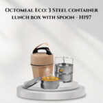 Octomeal Eco: 3 Steel container lunch box with spoon - H197