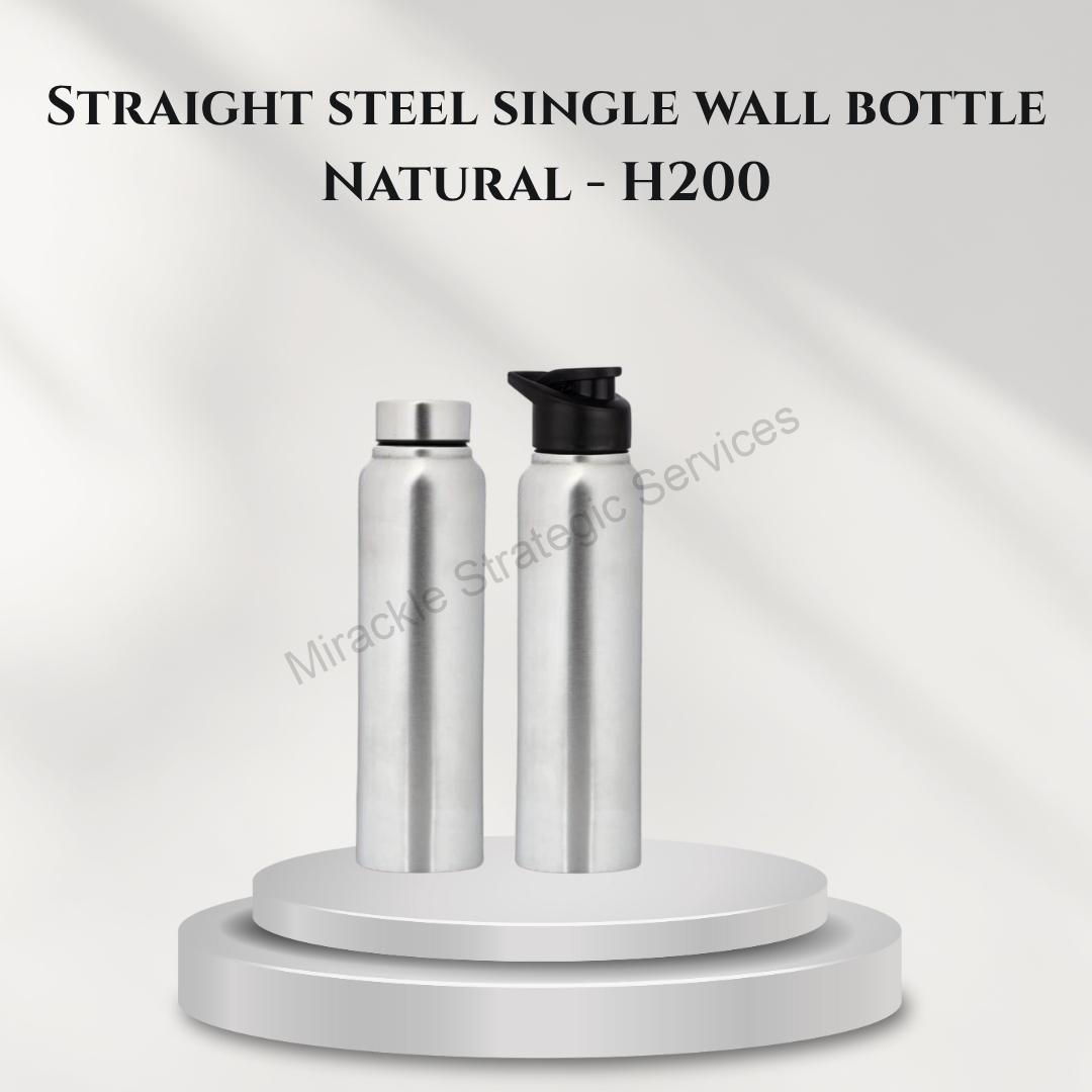 Straight steel single wall bottle Natural - H200