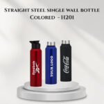 Straight steel single wall bottle Colored  - H201