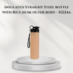 Insulated Straight Steel bottle with Rice husk outer body - H224a