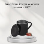 Shiny Steel Coffee mug with handle  - H237