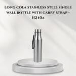 Long cola stainless steel single wall bottle with carry strap - H240a