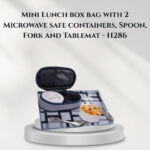 Mini Lunch box bag with 2 Microwave safe containers, Spoon, Fork and Tablemat - H286