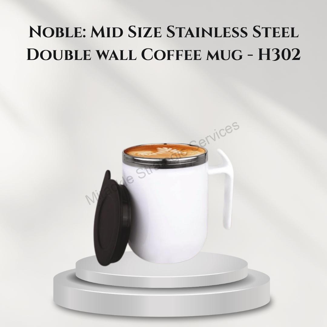 Noble: Mid Size Stainless Steel Double wall Coffee mug - H302