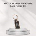 Rectangle metal keychain in Black finish - J116