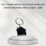 Hut shape metal keychain in Black finish (Double side laser) - J126