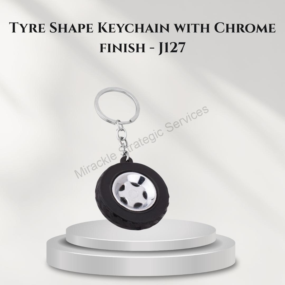 Tyre Shape Keychain with Chrome finish - J127