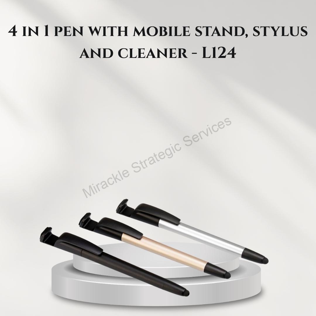 4 in 1 pen with mobile stand, stylus and cleaner - L124