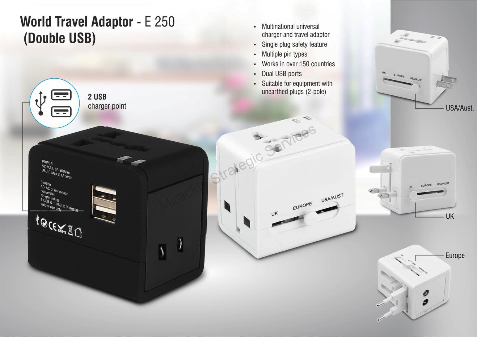 World travel Adaptor with Double USB - E250 - Image 2
