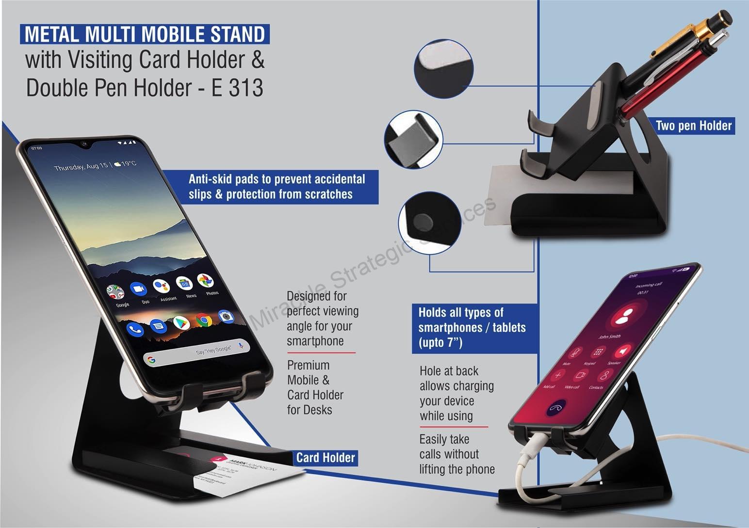 Metal multi mobile stand with Visiting card holder and double pen holder - E313 - Image 2