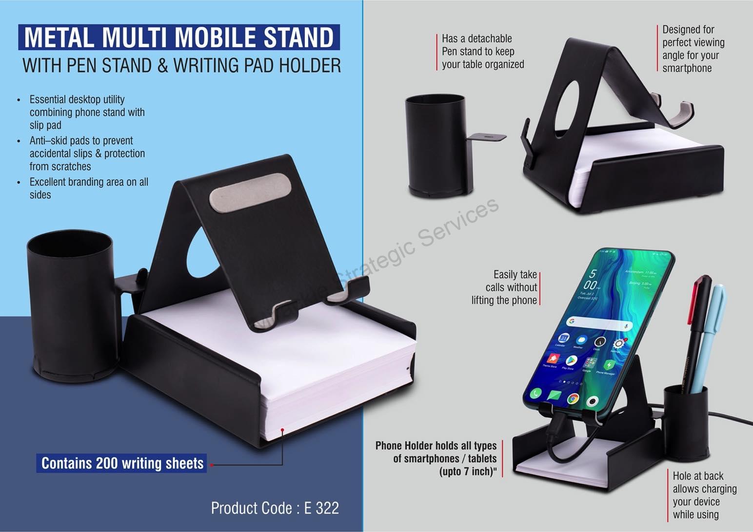Metal mobile stand with Detachable Tumbler and Writing pad holder - E322 - Image 2
