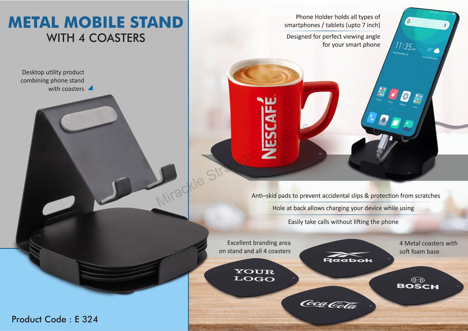Metal mobile stand with 4 Coasters - E324 - Image 2