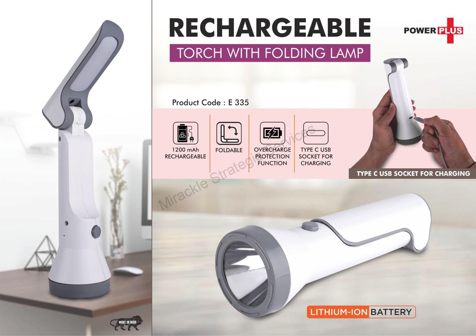 Rechargeable Torch with Folding Lamp - E335 - Image 2