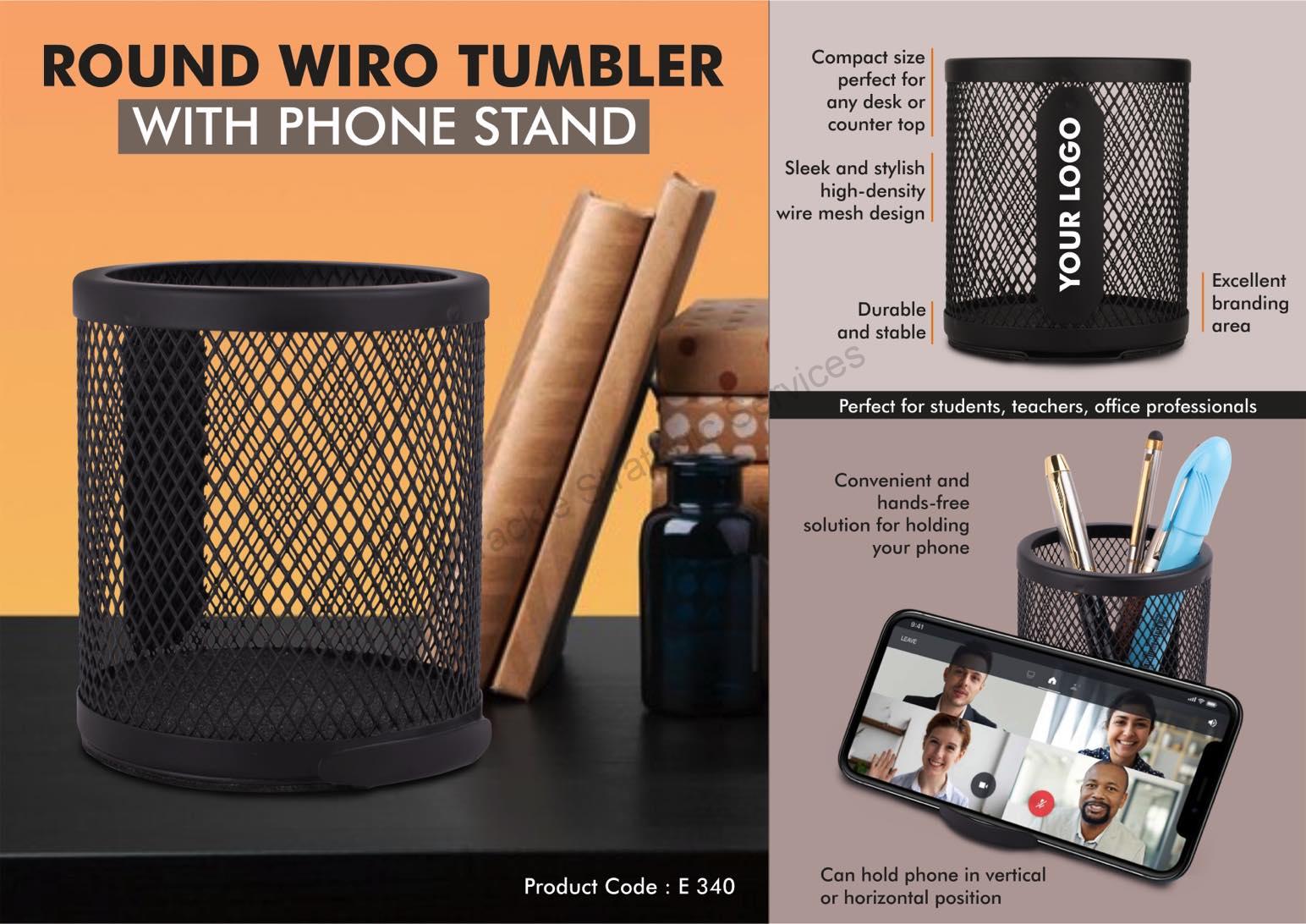Round Wiro tumbler with Slide-out Phone Stand - E340 - Image 2