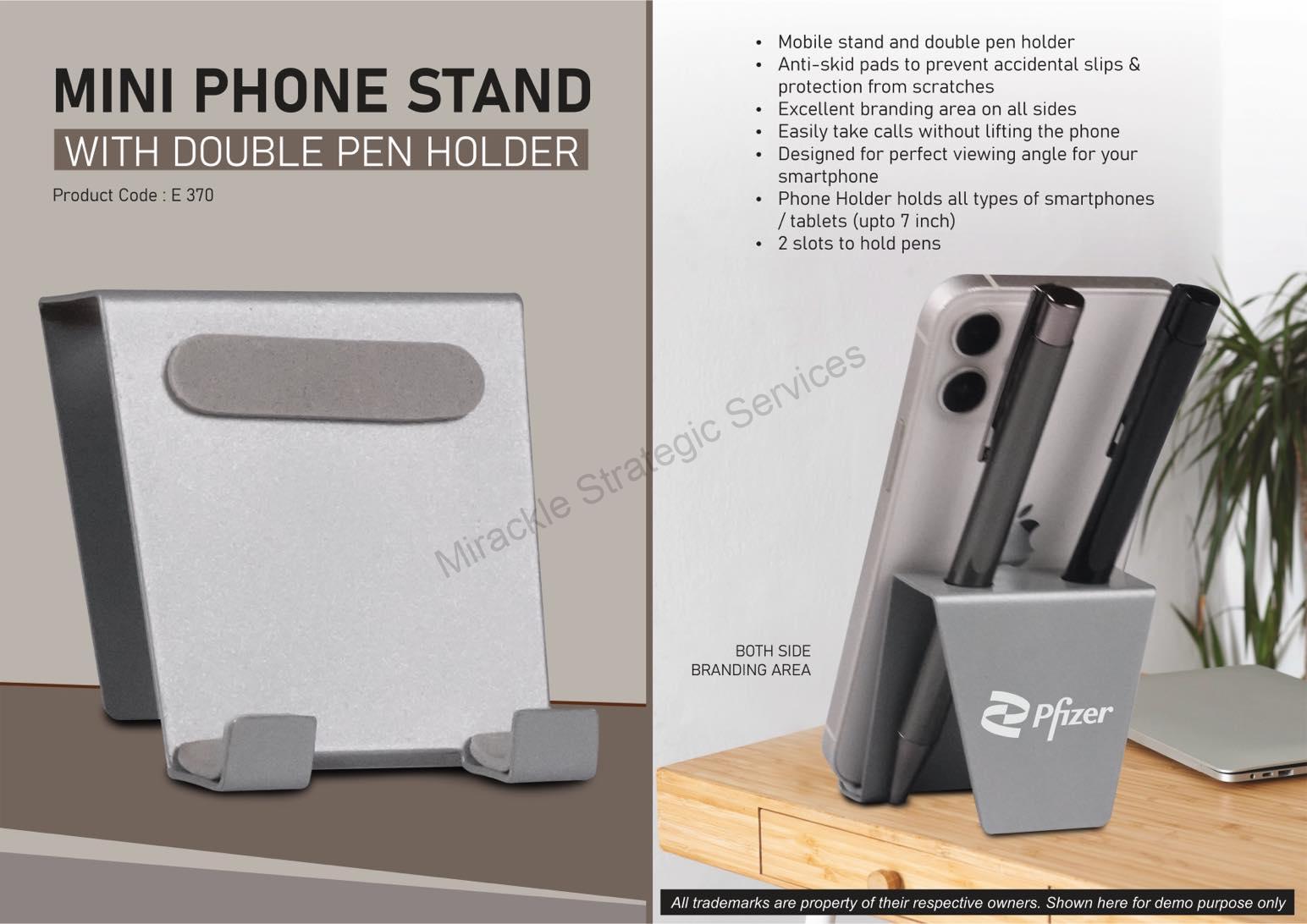 Mini phone stand with double pen holder - E370 - Image 2