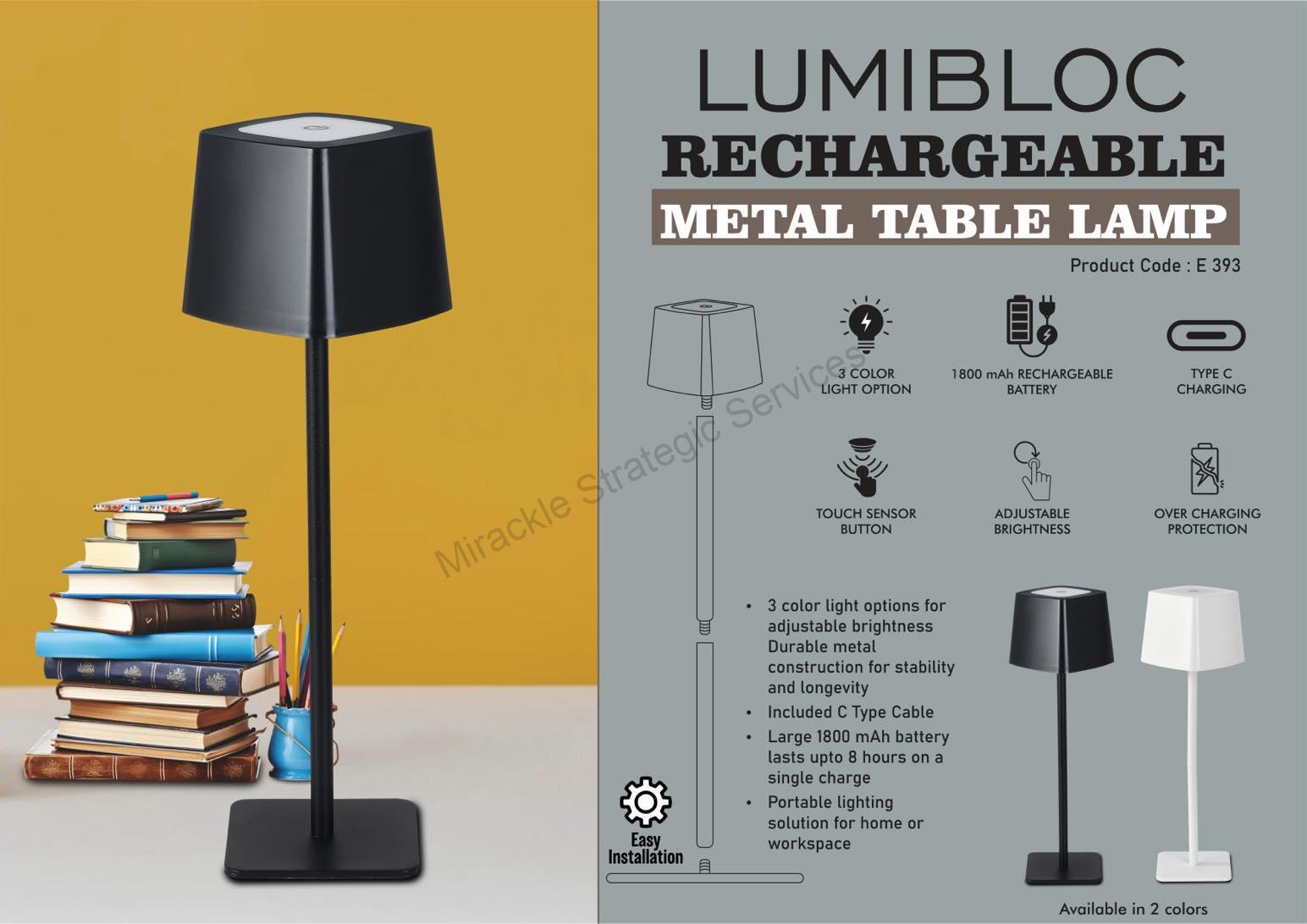 LumiBloc: Rechargeable Metal Table Lamp - E393 - Image 2