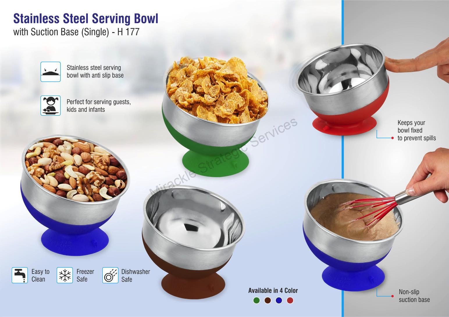 Stainless steel Serving bowl with suction base - H177 - Image 2