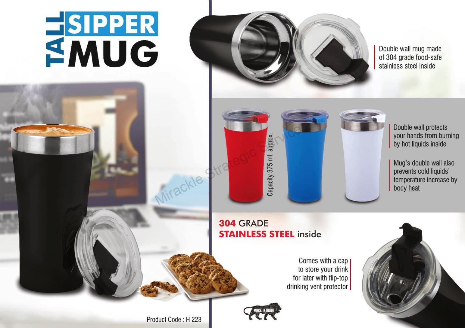 Tall Sipper mug | 304 grade Stainless steel inside - H223 - Image 2