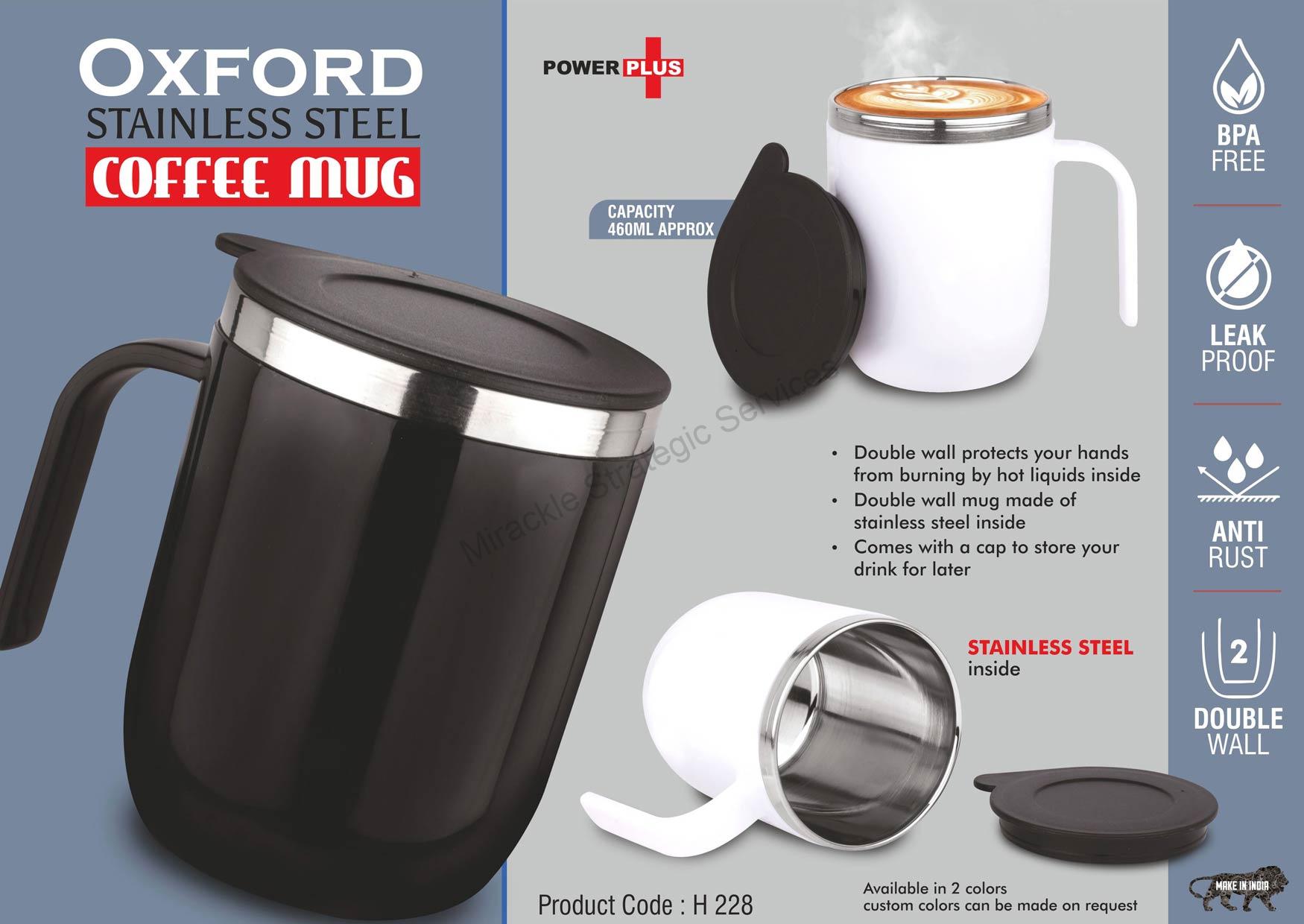 Oxford: Stainless Steel Double wall Coffee mug with Round handle - H228 - Image 2