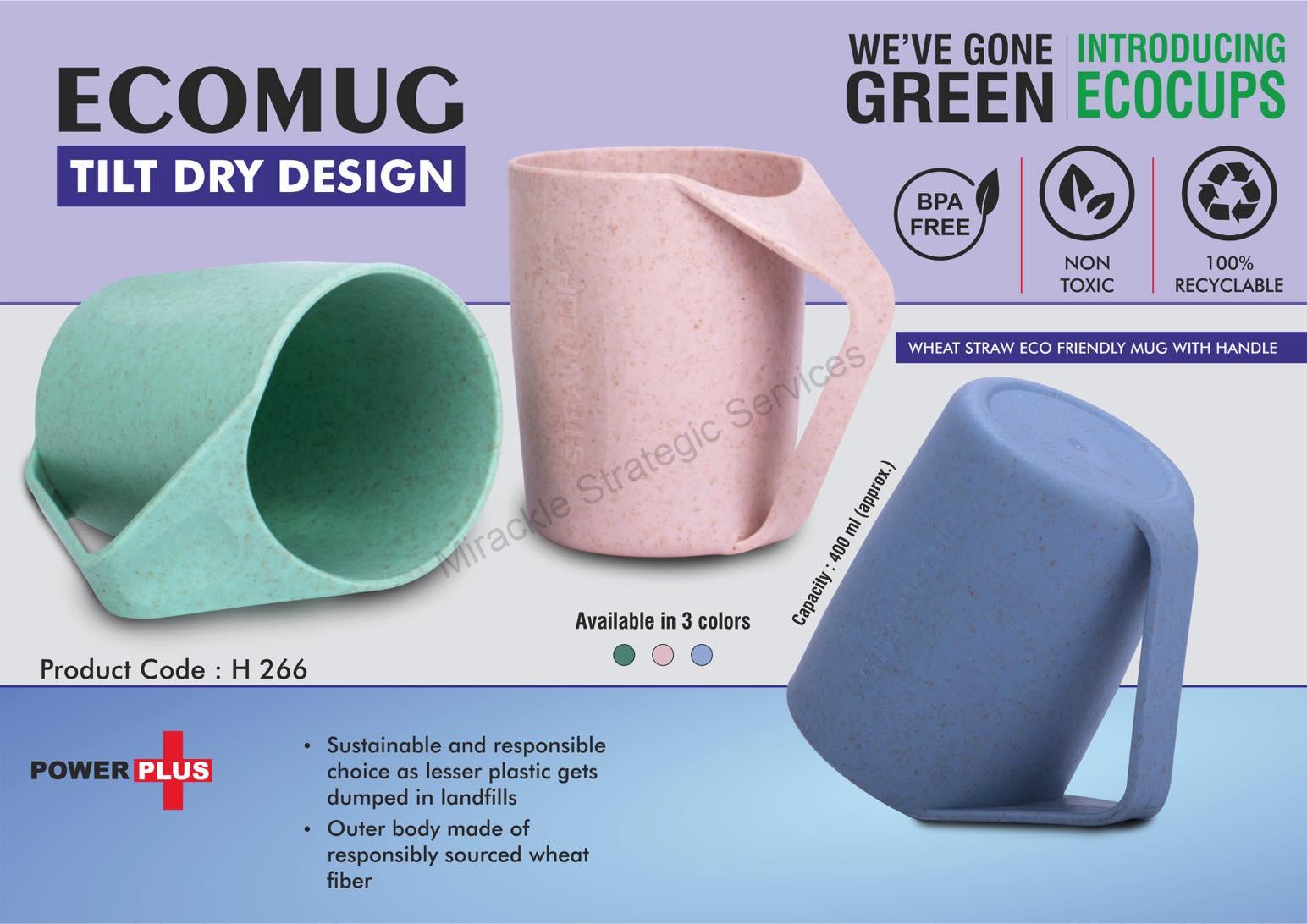 EcoMug : Wheat Straw Eco Friendly Mug with handle - H266 - Image 2