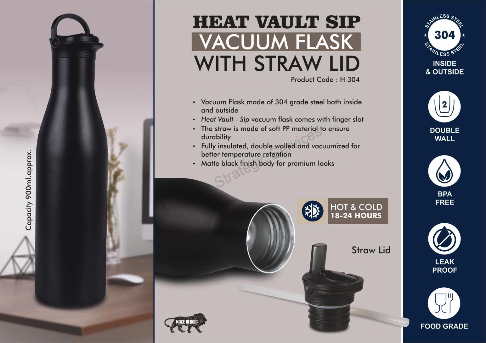 HeatVault Sip: 900 ml vacuum flask with Straw lid - H304 - Image 2
