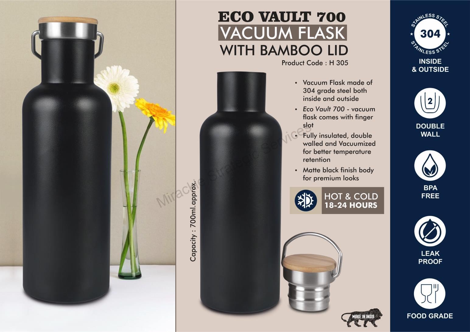 EcoVault 700: 700 ml vacuum flask with Bamboo lid - H305 - Image 2