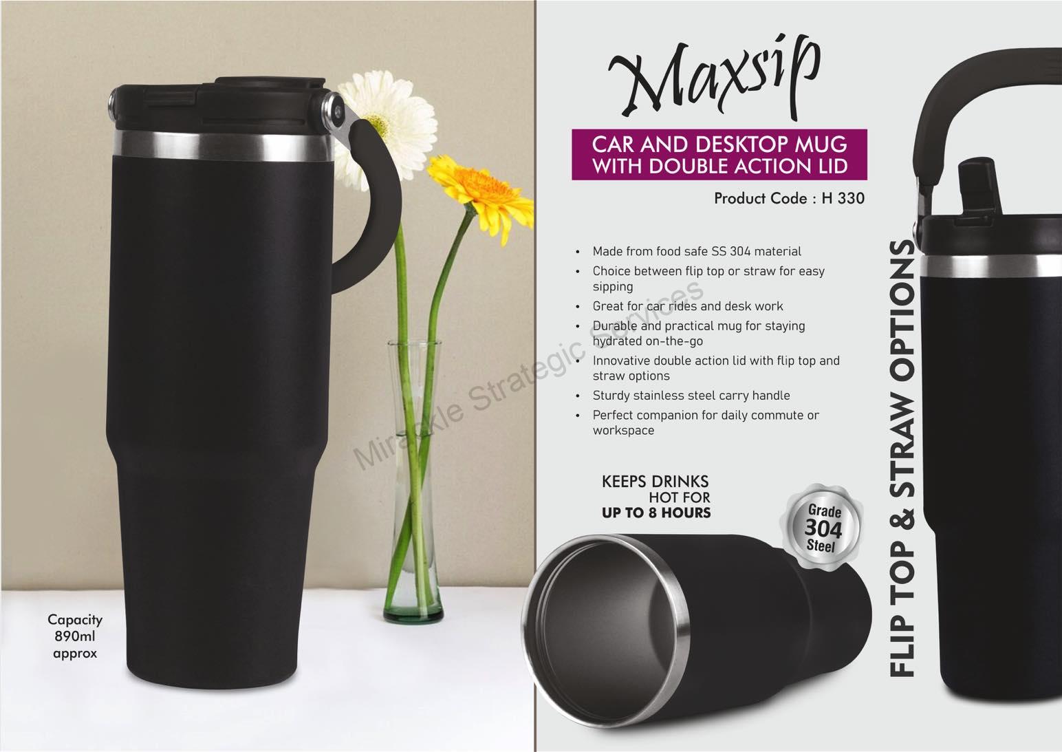 MaxSip: Car and Desktop Vacuumized Mug with Double action Lid - H330 - Image 2