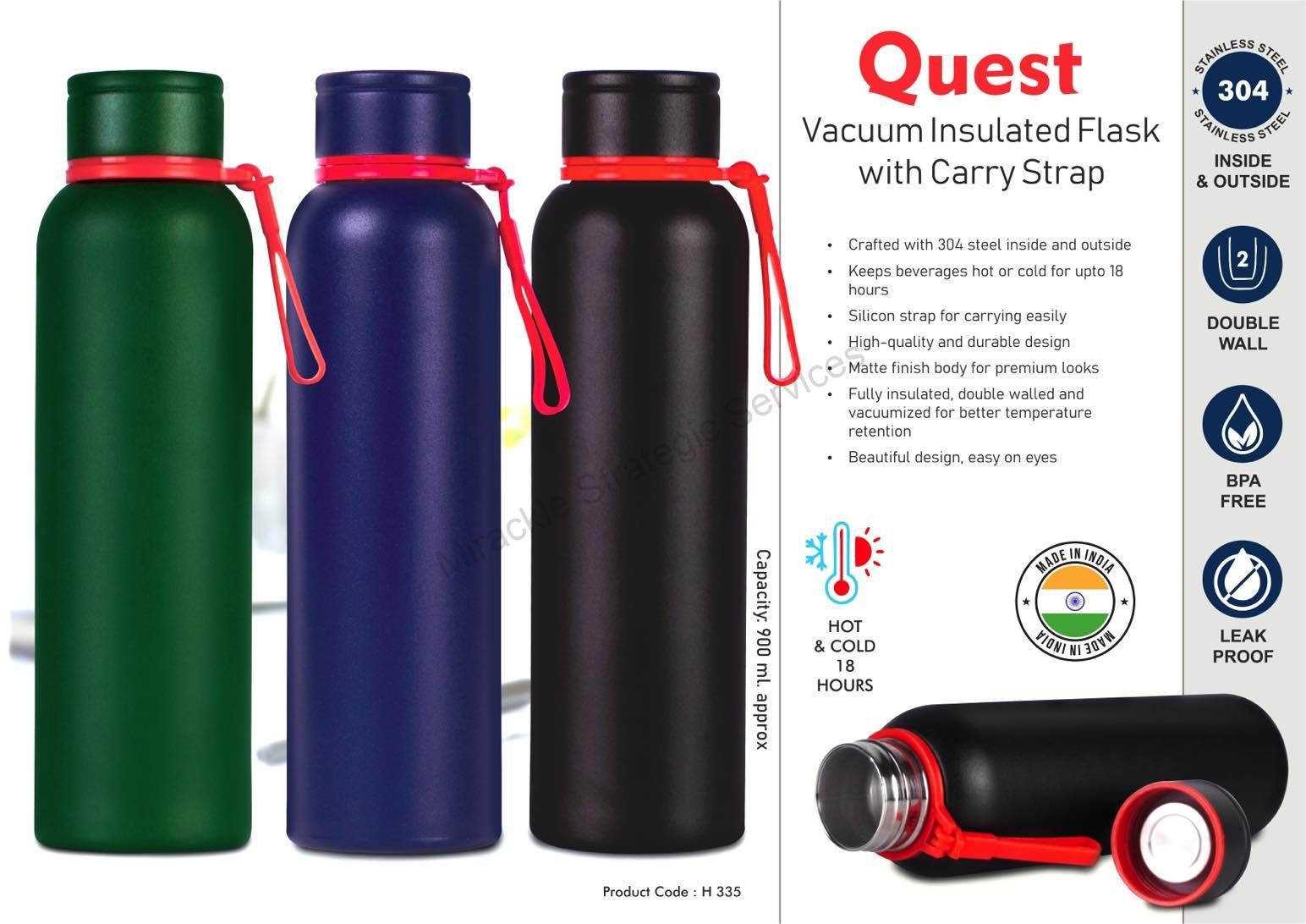 Quest 900ml Vacuum Insulated Flask with Carry Strap - H335 - Image 2