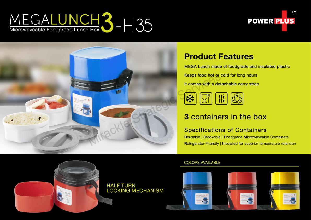 Mega Lunch Box (Microwaveable) - 3 Box - H35 - Image 2