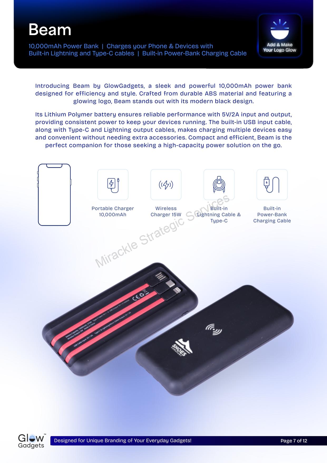 Glow Gadgets Beam 10000 mAh Powerbank - Image 2
