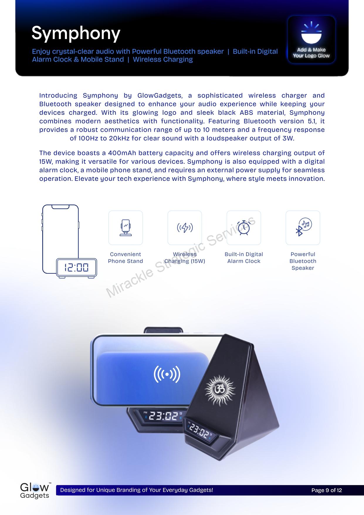 Glow Gadgets Symphony Bluetooth Speaker with Wireless Charger - Image 2