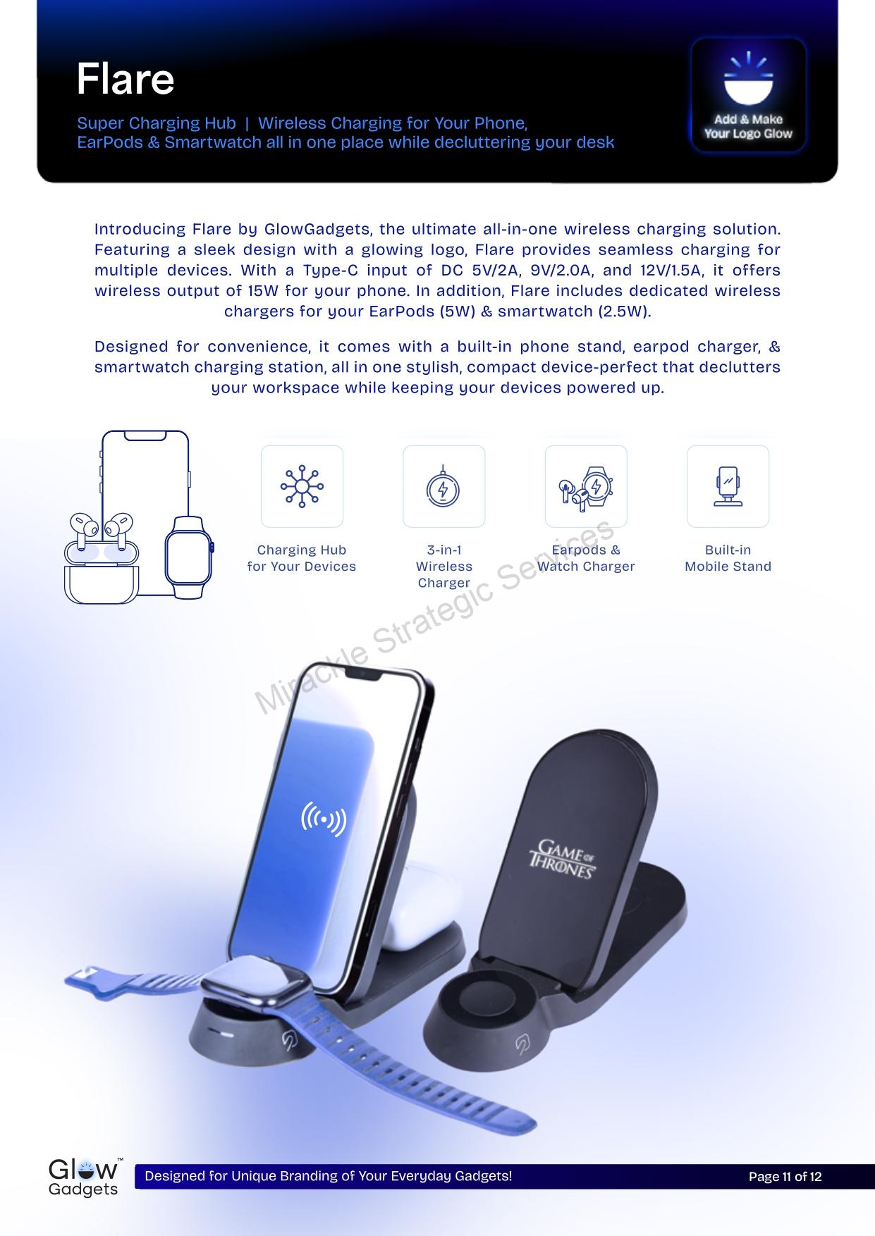 Glow Gadgets Flare Doc 3 in 1 wireless charging - Image 2