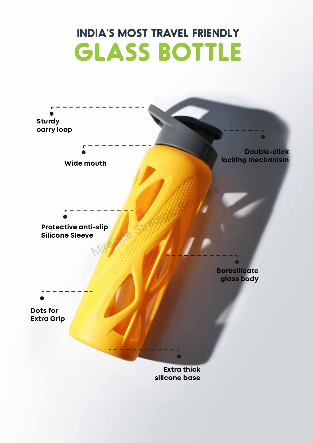 TintBox Borosilicate Glass Water Bottle with Silicone Sleeve, 750 ml - Image 2