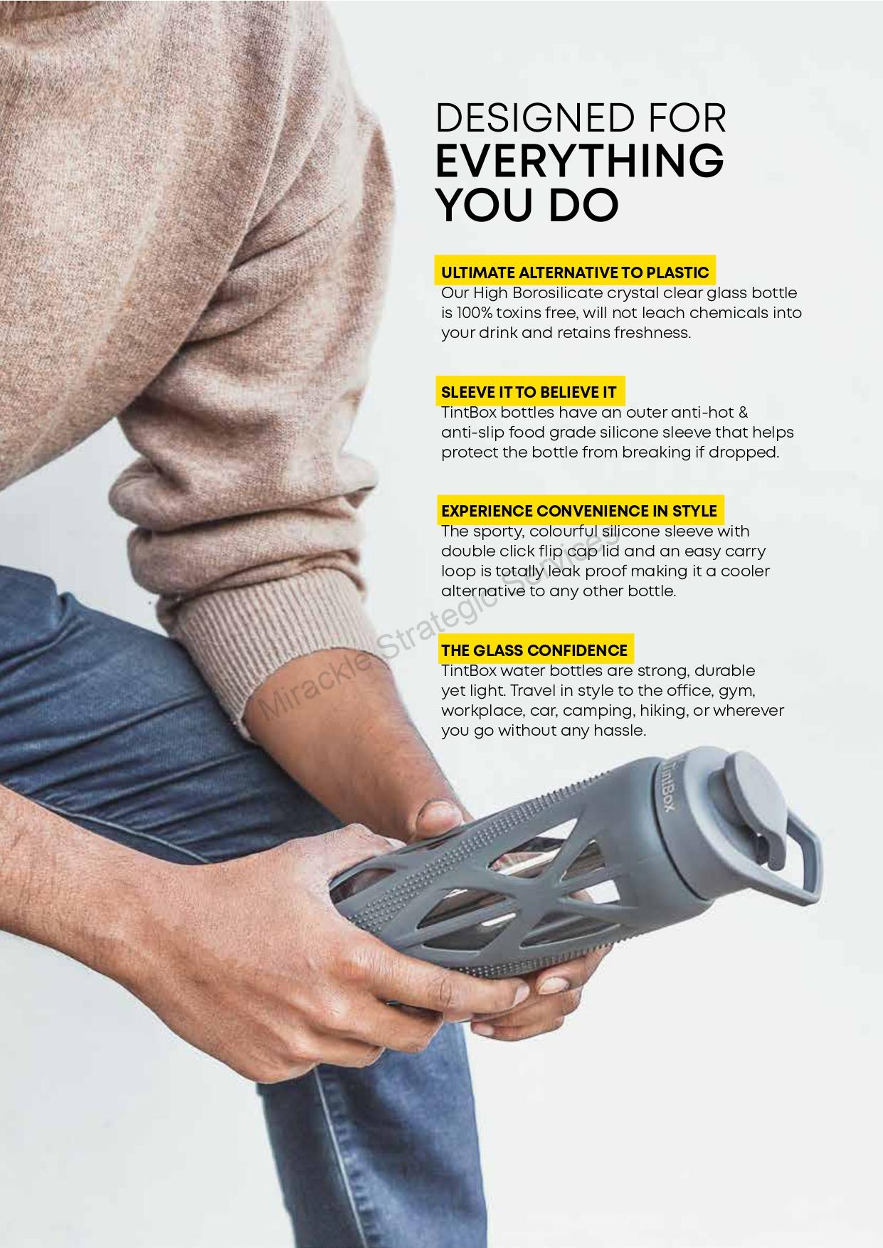 TintBox Borosilicate Glass Water Bottle with Silicone Sleeve, 750 ml - Image 3