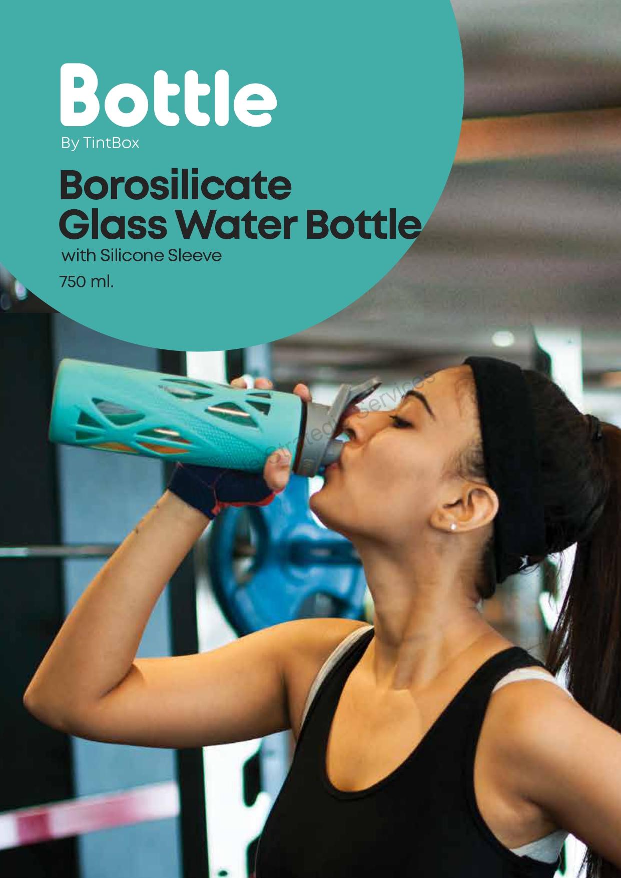 TintBox Borosilicate Glass Water Bottle with Silicone Sleeve, 750 ml - Image 5