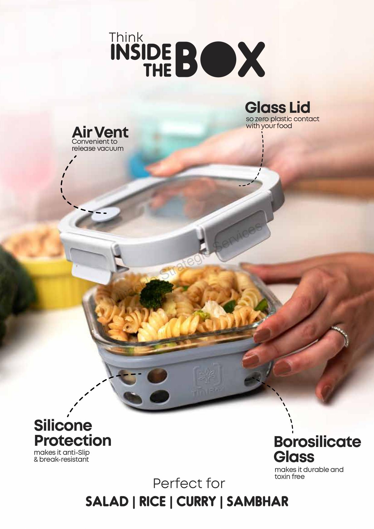 Tintbox Borosilicate Glass Food Container With Silicone Sleeve, 300ml - Image 2