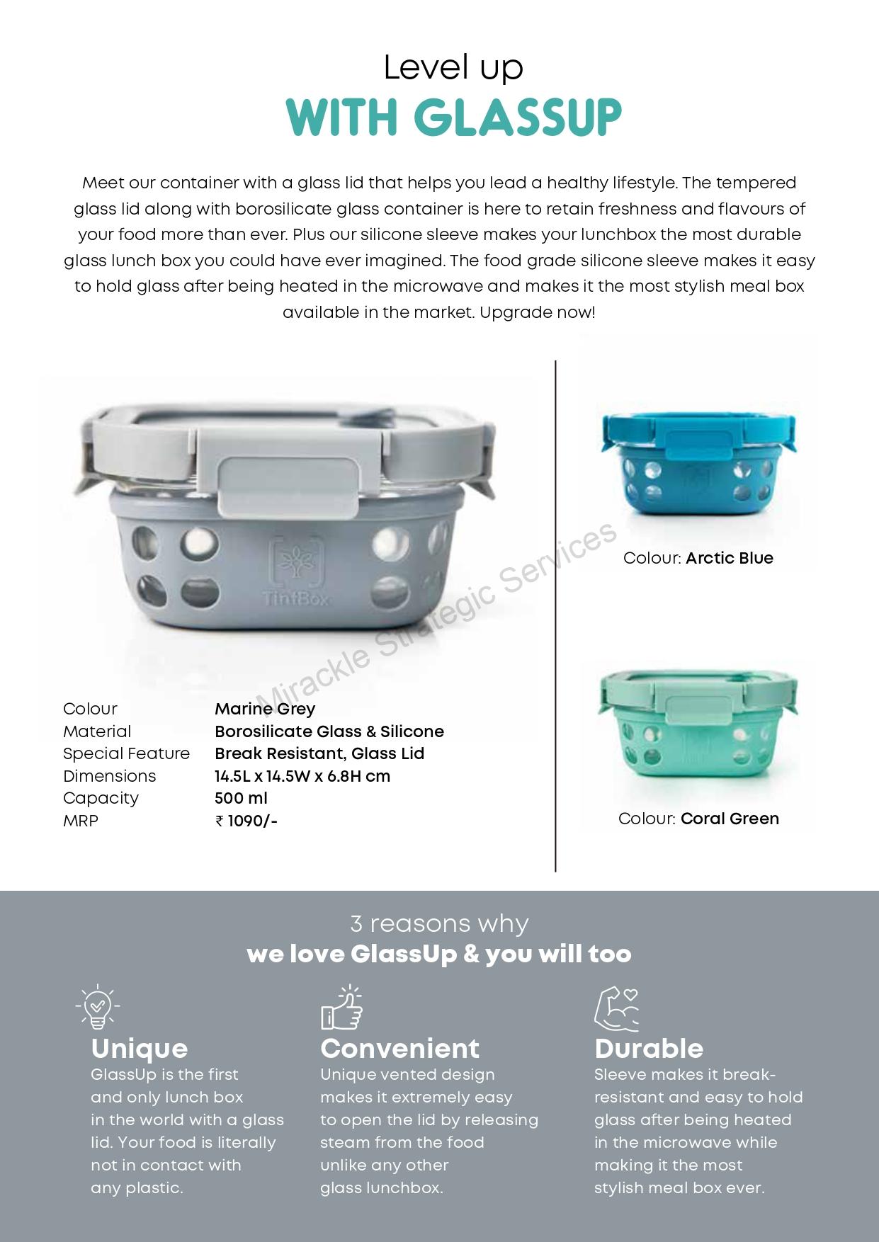 Tintbox Borosilicate Glass Food Container With Silicone Sleeve, 300ml - Image 3