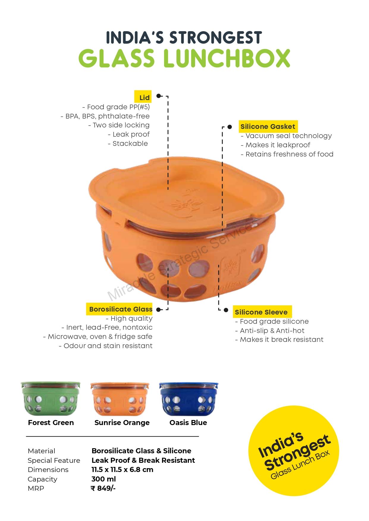 TintBox Borosilicate Glass Lunch Box Set of 2 (300ml x 2) with Silicone Sleeve with Canvas Lunch Bag - Image 3