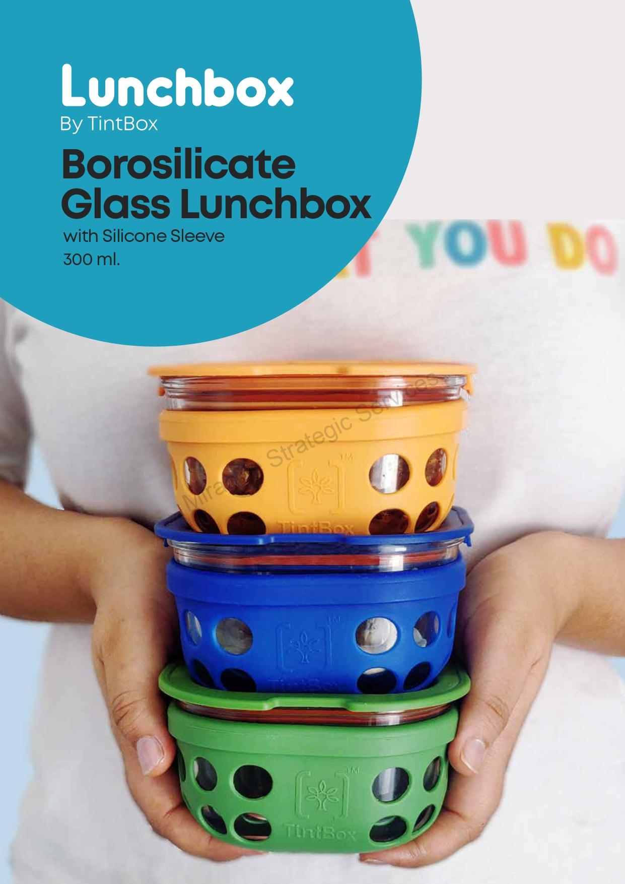 TintBox Break Resistant Borosilicate Glass Lunch Box Set of 3 (300ml x 3) with Silicone Sleeve - Image 2