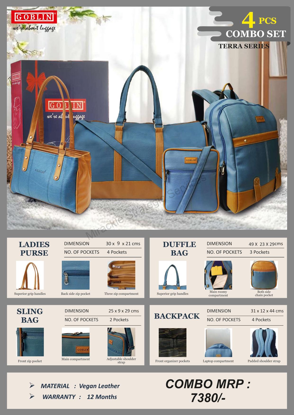 Goblin Terra series - Purse, Duffle Bag, Bagpack and Sling Bag (4 pcs Combo) - Image 2