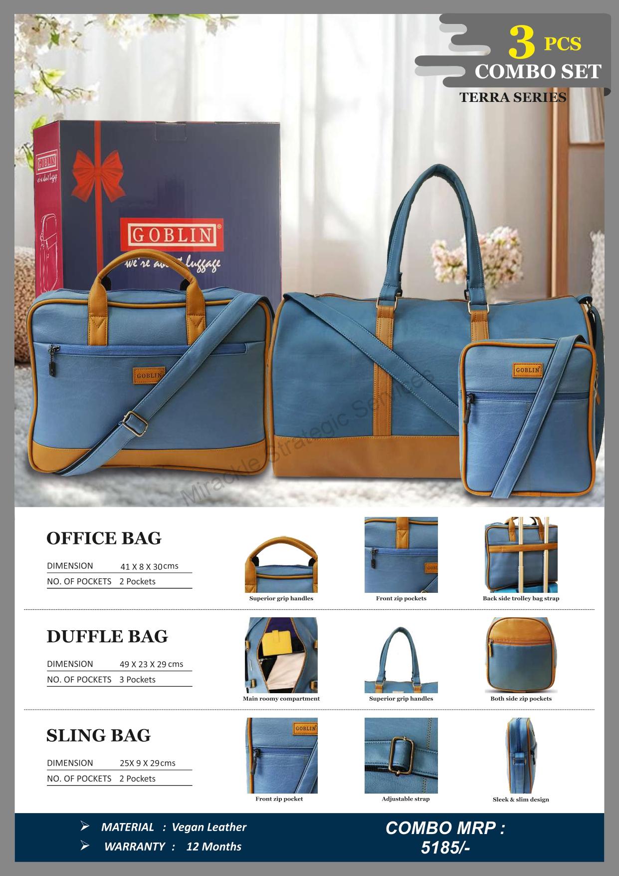 Goblin Terra series - Duffle Bag, Laptop Bag and Sling Bag (3 pcs Combo) - Image 2