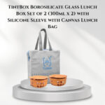 TintBox Borosilicate Glass Lunch Box Set of 2 (300ml x 2) with Silicone Sleeve with Canvas Lunch Bag