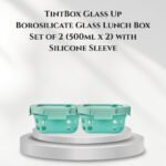TintBox Glass Up Borosilicate Glass Lunch Box Set of 2 (500ml x 2) with Silicone Sleeve
