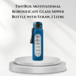 TintBox Motivational Borosilicate Glass Sipper Bottle with Straw, 1 Litre