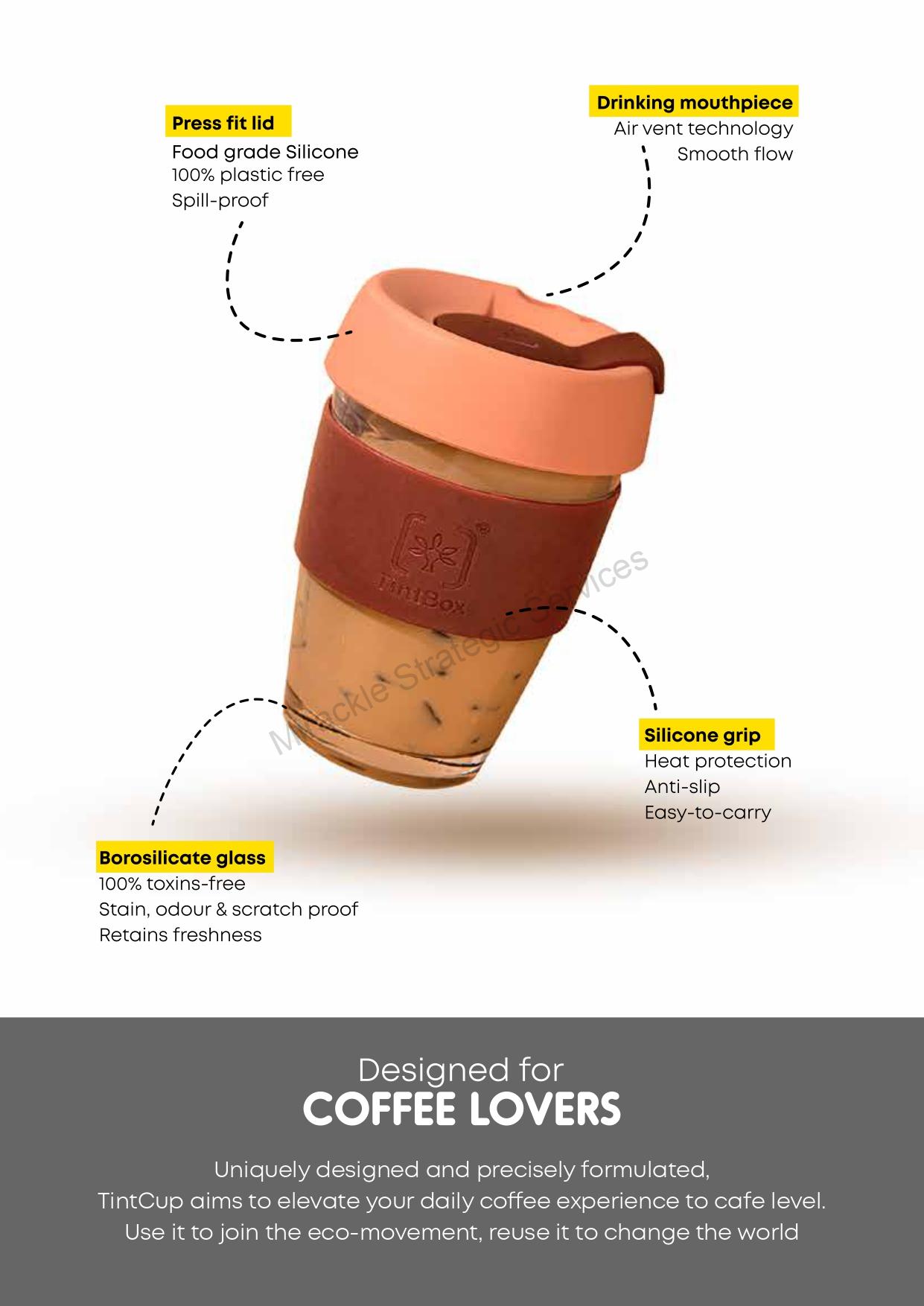 Tintcup, Borosilicate Glass Brew Cup With Silicone Grip & Lid, 350 ml - Image 2