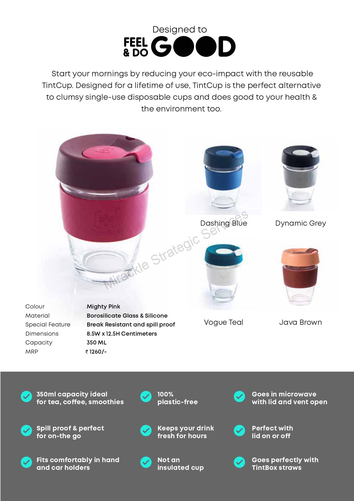 Tintcup, Borosilicate Glass Brew Cup With Silicone Grip & Lid, 350 ml - Image 4