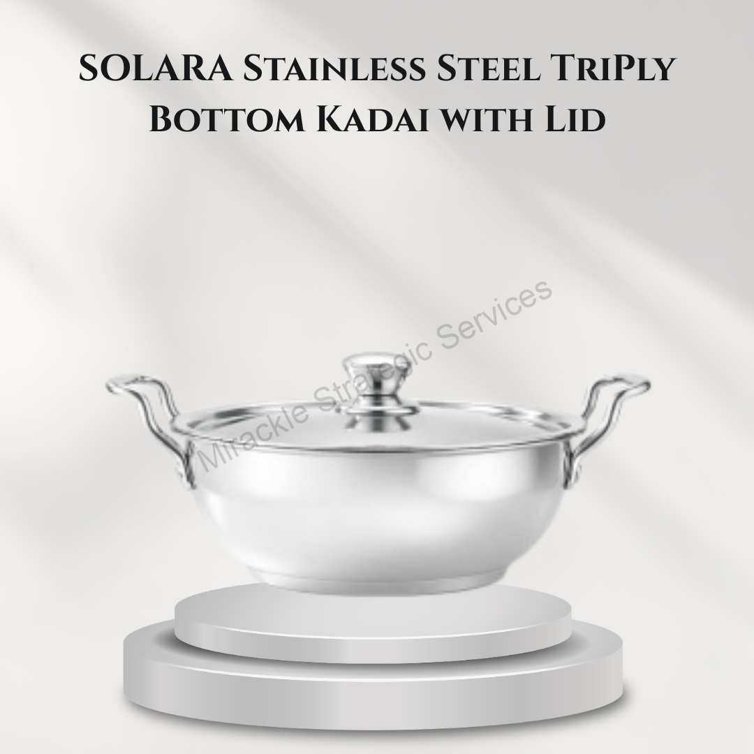 Solara Stainless Steel TriPly Bottom Kadai with Lid