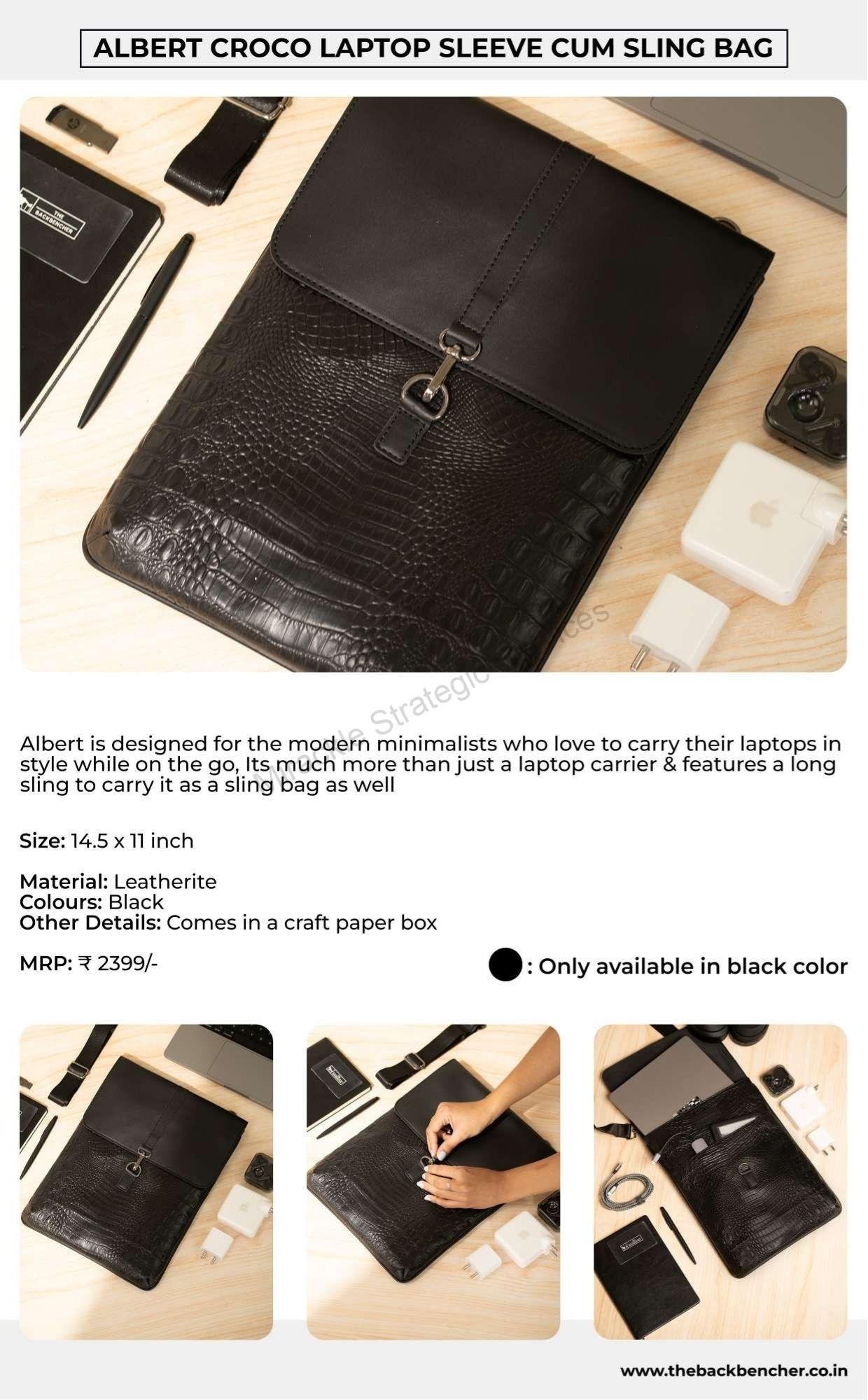 The Backbencher Albert Croco Laptop Sleeve Cum Sling Bag - Image 2